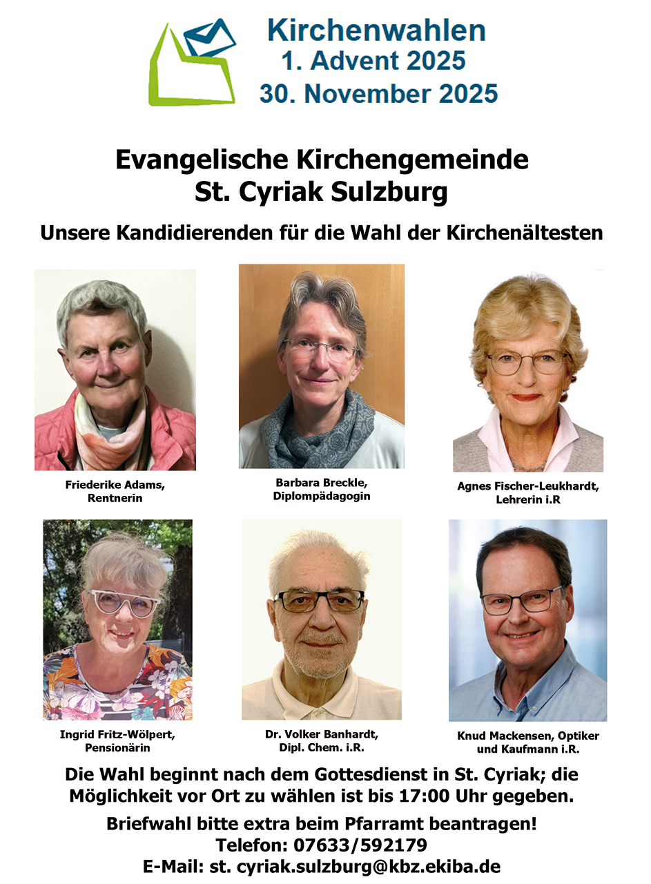 Unsere Kandidierenden für die Wahl der Kirchenältesten